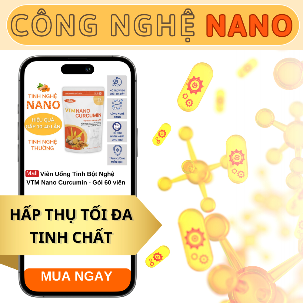 Viên uống tinh bột nghệ VTM NANO CURCUMIN gói 60 viên