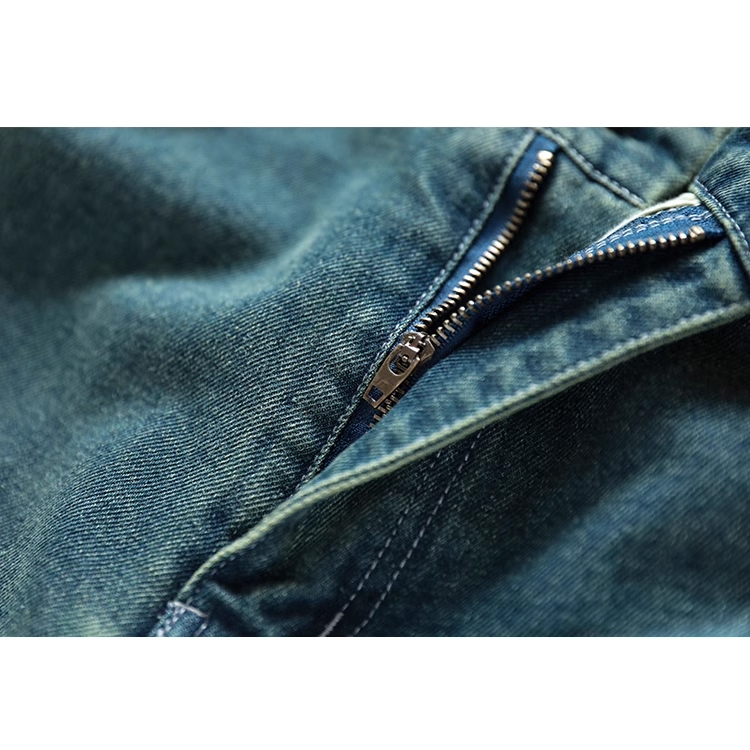 Quần baggy denim basic KAMAKA  lưng thun khuy cài kiểu bạc gối - NU9314