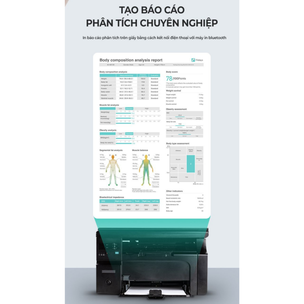 Cân điện tử sức khỏe thông minh Rapido RSB-06WS kết nối bluetooth, đo 25 chỉ số, bảo hành 12 tháng