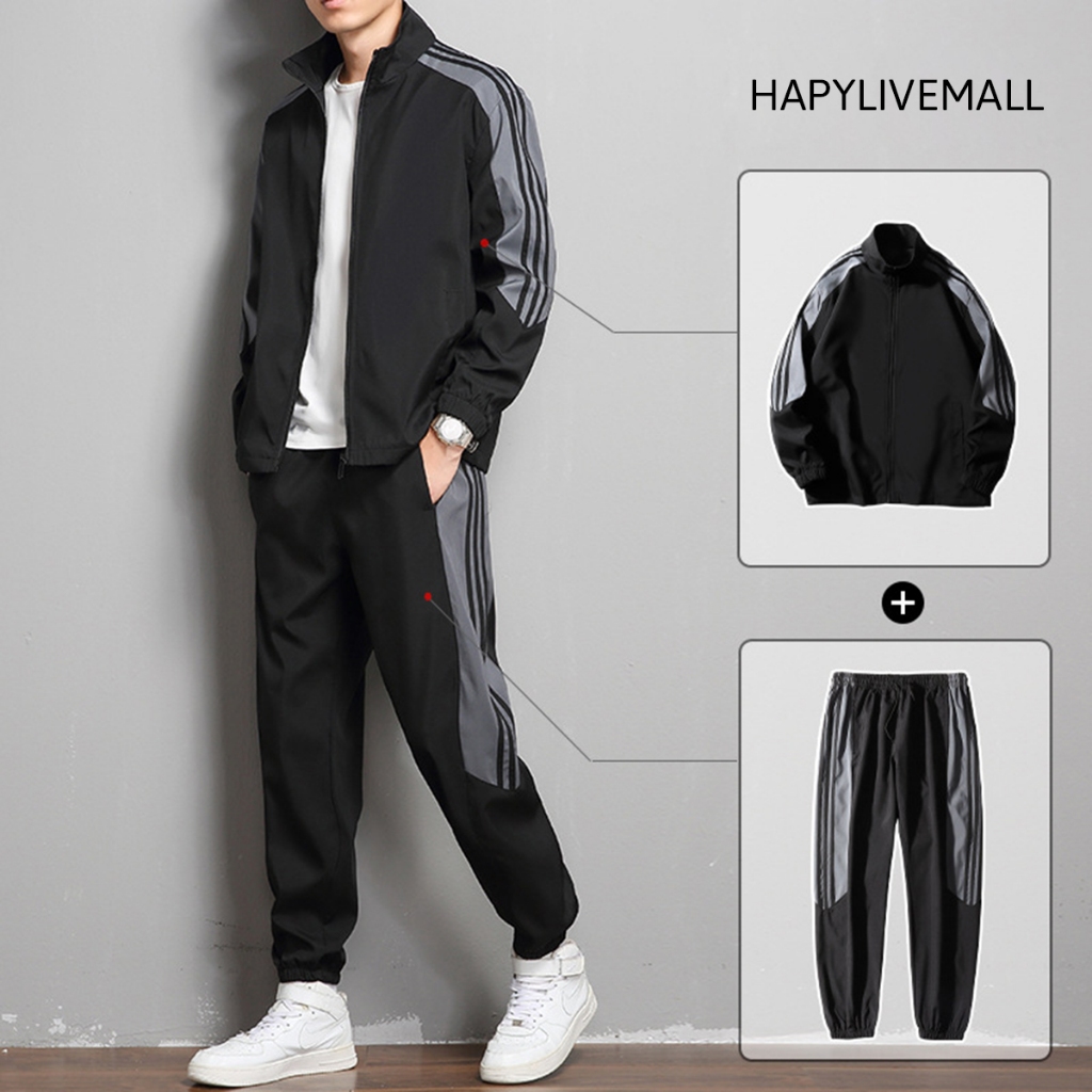 Bộ thể thao vải gió nam nữ phối màu thời trang Happylivemall