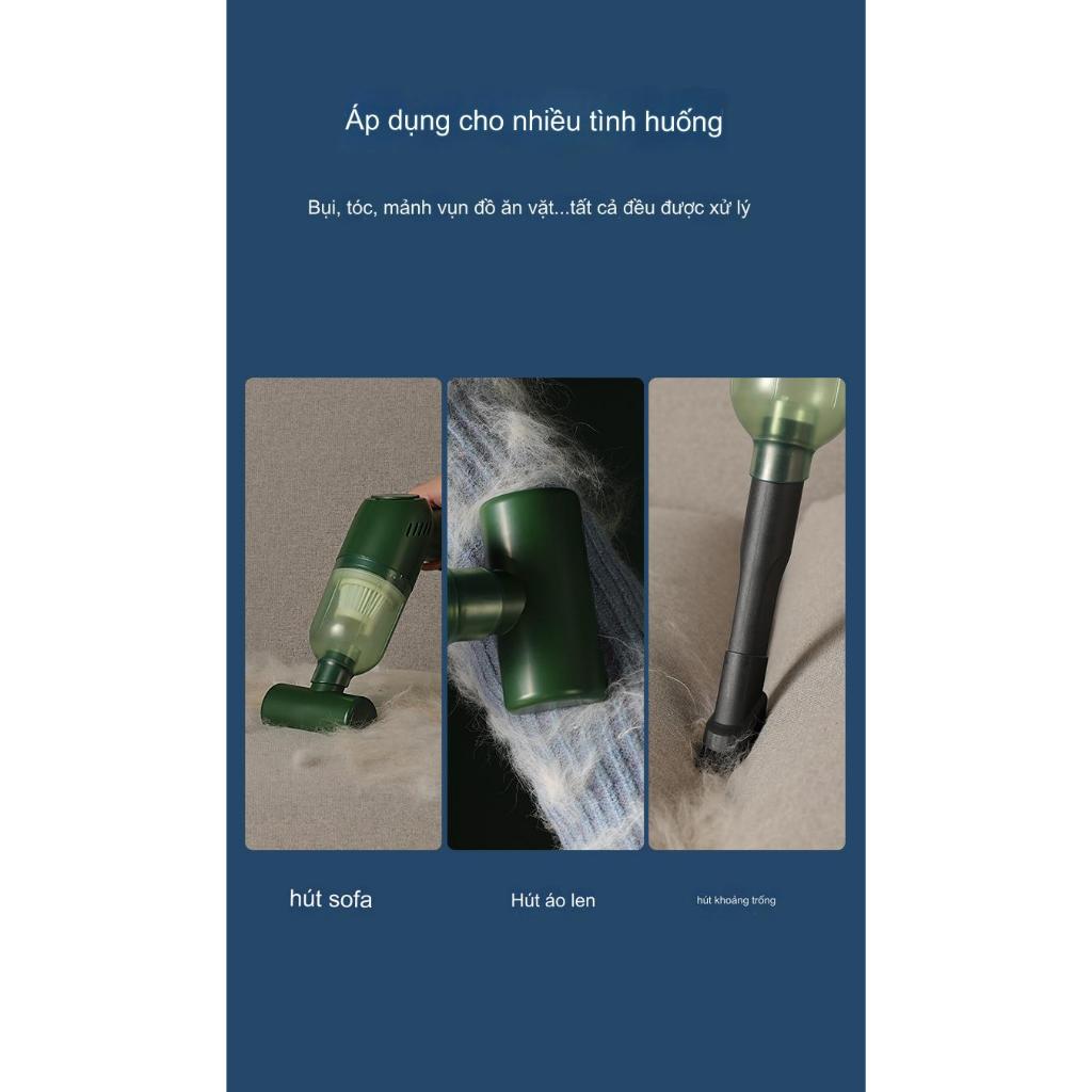 Máy hút bụi mini cầm tay lực hút mạnh 15000PA, máy hút bụi không dây đa chức năng công suất 120w bảo hành 6 tháng