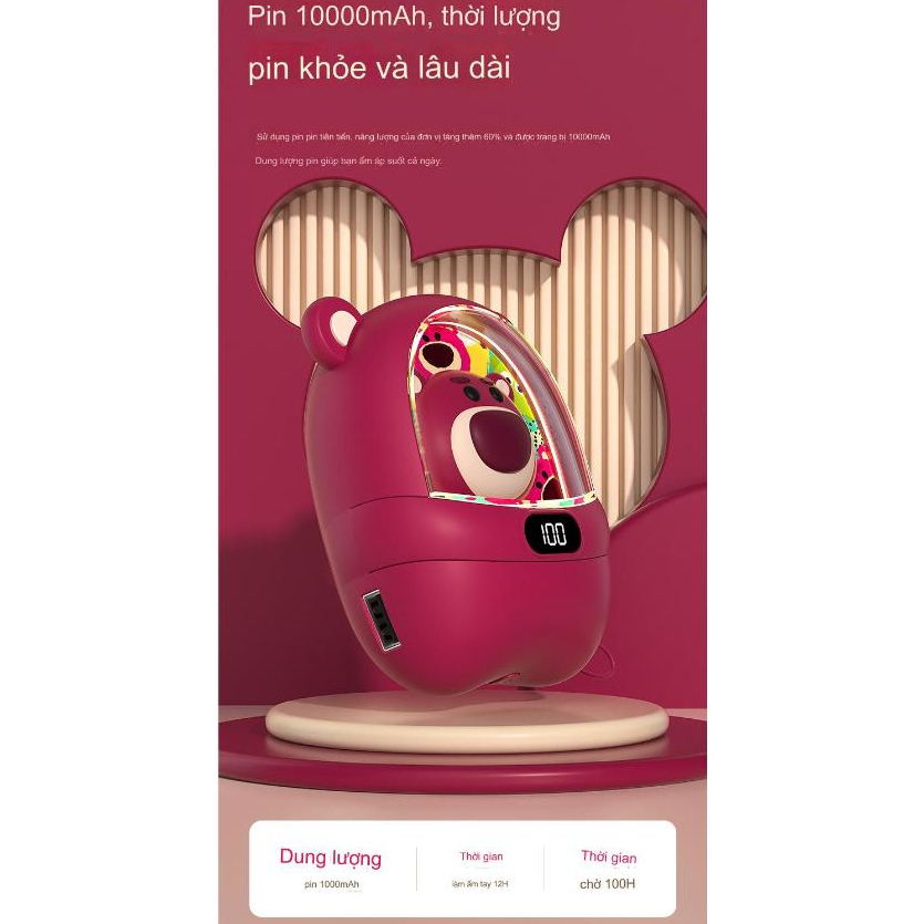 Máy sưởi mini cầm tay Disney kiêm sạc dự phòng 10.000mah - Quà noel, quà sinh nhật ý nghĩa cho người thương