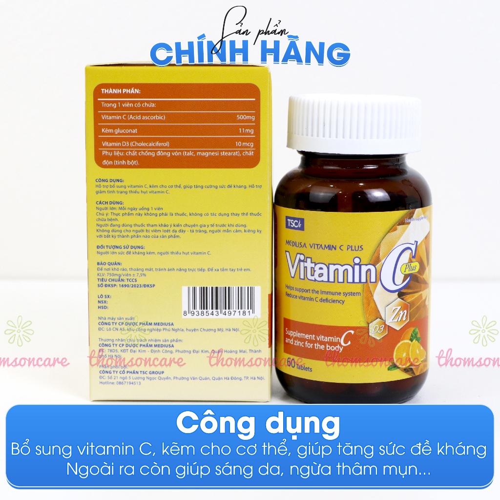 Combo siêu trắng da, da căng mịn Lcystine 60v, Glutathion Gold 30v, Vitamin C Mediusa 60v - l crystine citin Thomsoncare