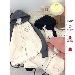  Áo Khoác Nỉ Bông Croptop Dáng Lửng Form Vừa Phối Màu Thêu Chữ Nổi Tady Unisex 
