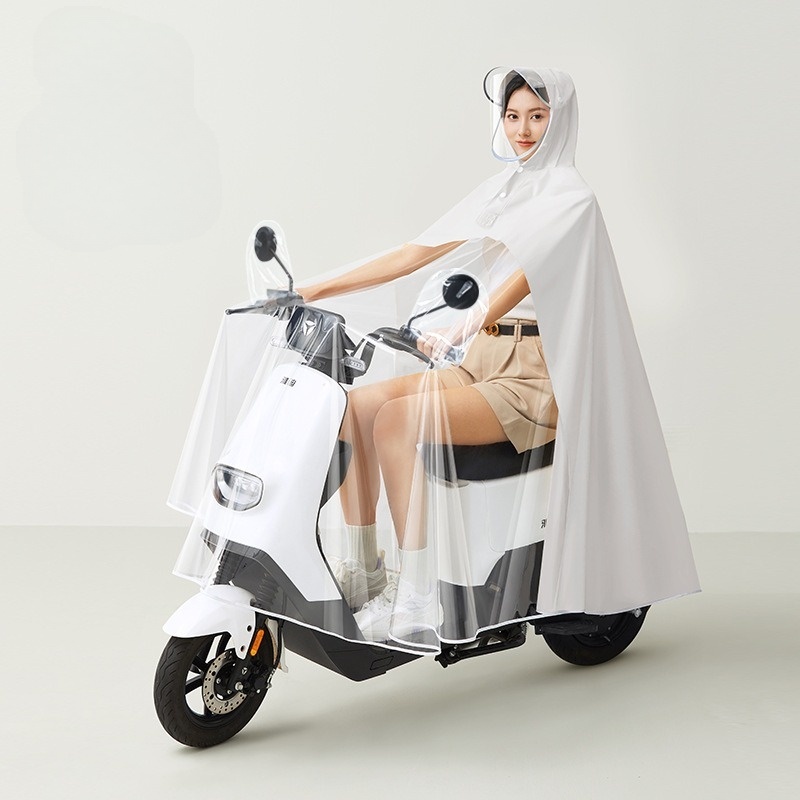 Áo Mưa Đi Xe Máy Nửa Trước Trong suốt có kính che mặt,Có Tai Thỏ Cho mẹ và Bé thiết kế thời trang cánh dơi 1 đầu + 2