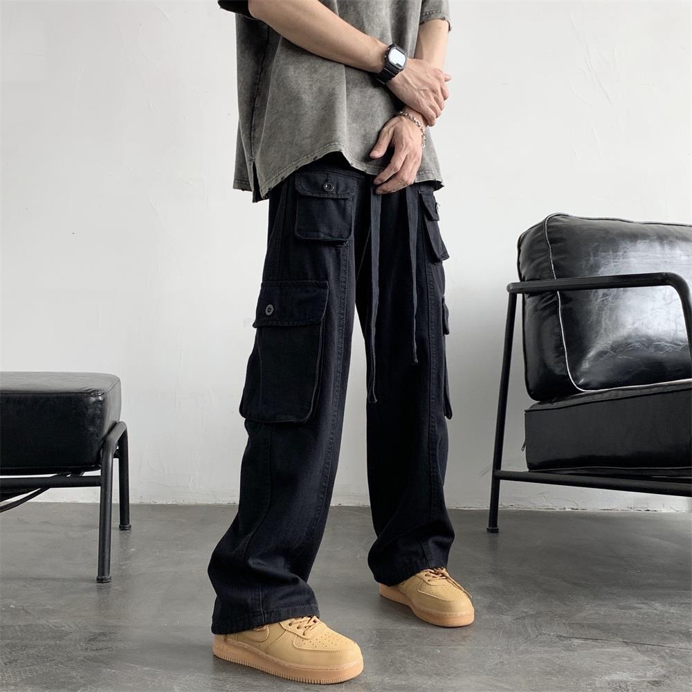 Quần jean túi hộp nam ống rộng phom suông MIAA nam nữ phong cách Hiphop Quần túi hộp Cargo pant chất jean co dãn dày dặn