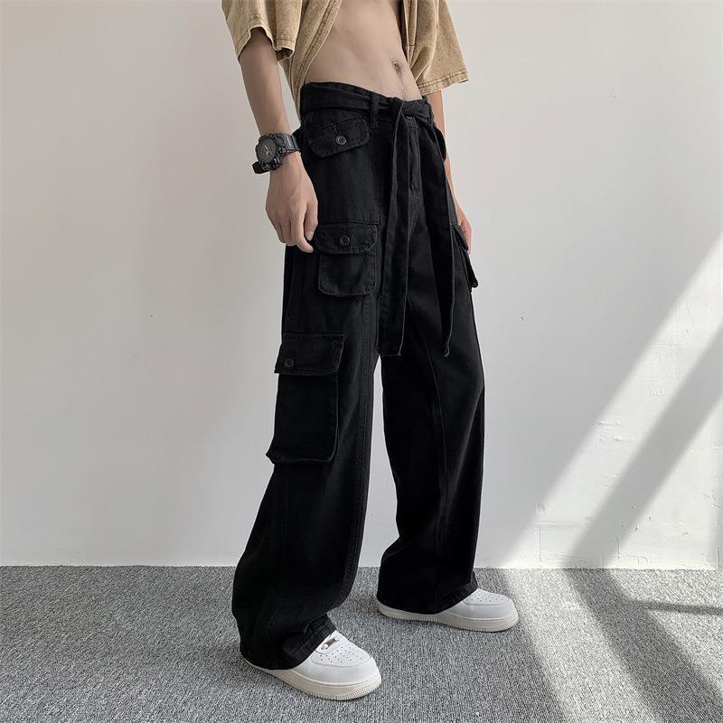 Quần jean túi hộp nam ống rộng phom suông MIAA nam nữ phong cách Hiphop Quần túi hộp Cargo pant chất jean co dãn dày dặn