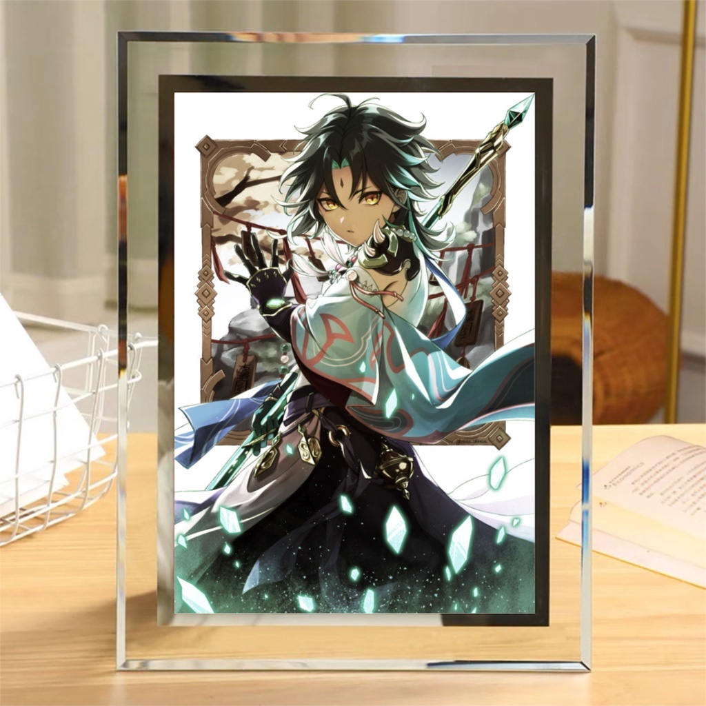 Khung kính Genshin Impact game chibi quà tặng trang trí để bàn furina xiao zhongli yae miko 2 size