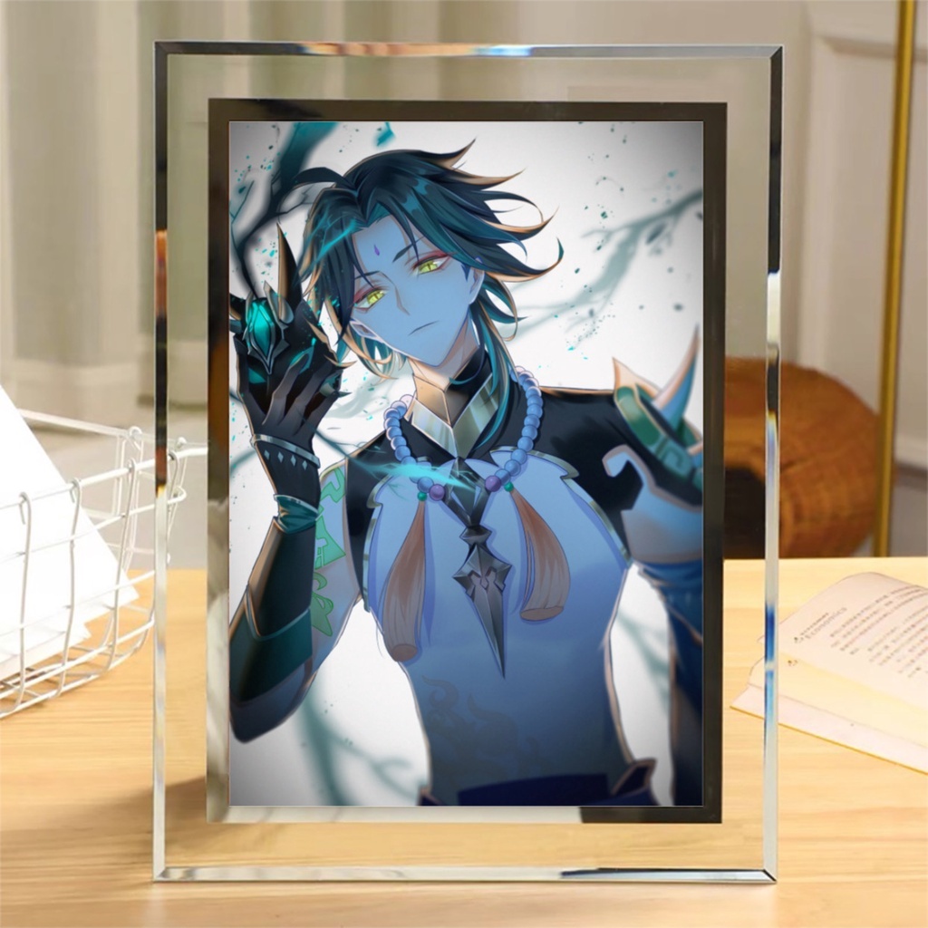 Khung kính Genshin Impact game chibi quà tặng trang trí để bàn furina xiao zhongli yae miko 2 size