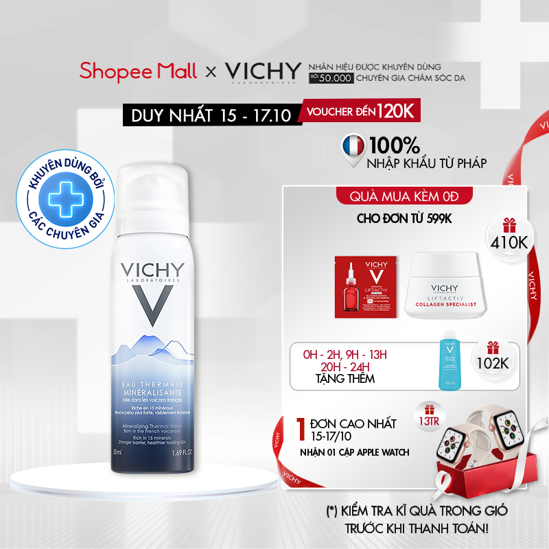 Nước khoáng dưỡng da Vichy Mineralizing Thermal Water 50ml