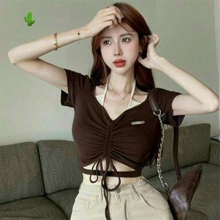 🍒🍒🍒 ÁO KIỂU NỮ DẠNG YẾM DÂY RÚT CROPTOP PHỐI ĐỦ KIỂU PC