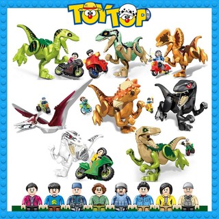 [Một mẫu lẻ] Đồ chơi lắp ghép khủng long bạo chúa raptor đồng bọn rượt đuổi xe máy tấn công xếp hình Sembo 205009-205016