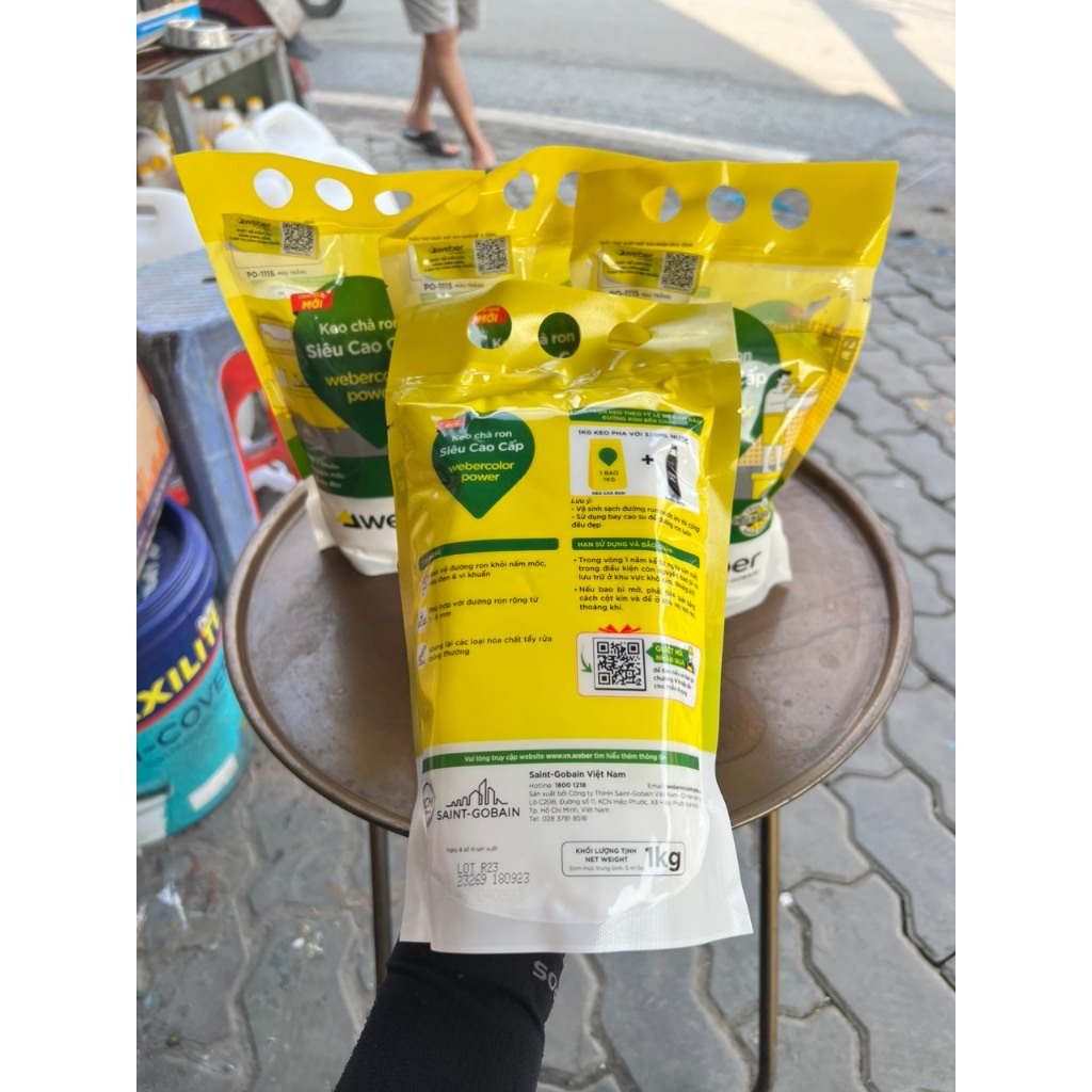 Keo chà ron siêu cao cấp WeberColor Power màu trắng 1KG