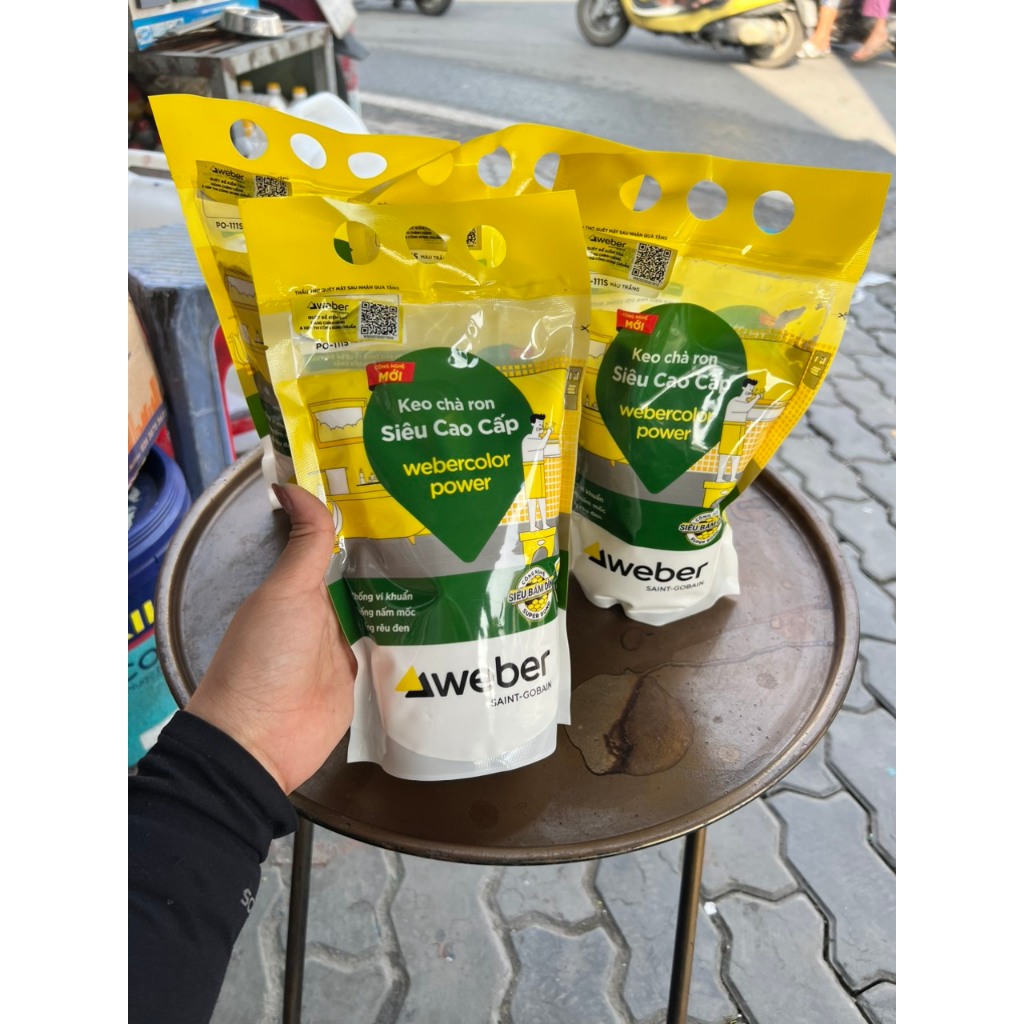 Keo chà ron siêu cao cấp WeberColor Power màu trắng 1KG