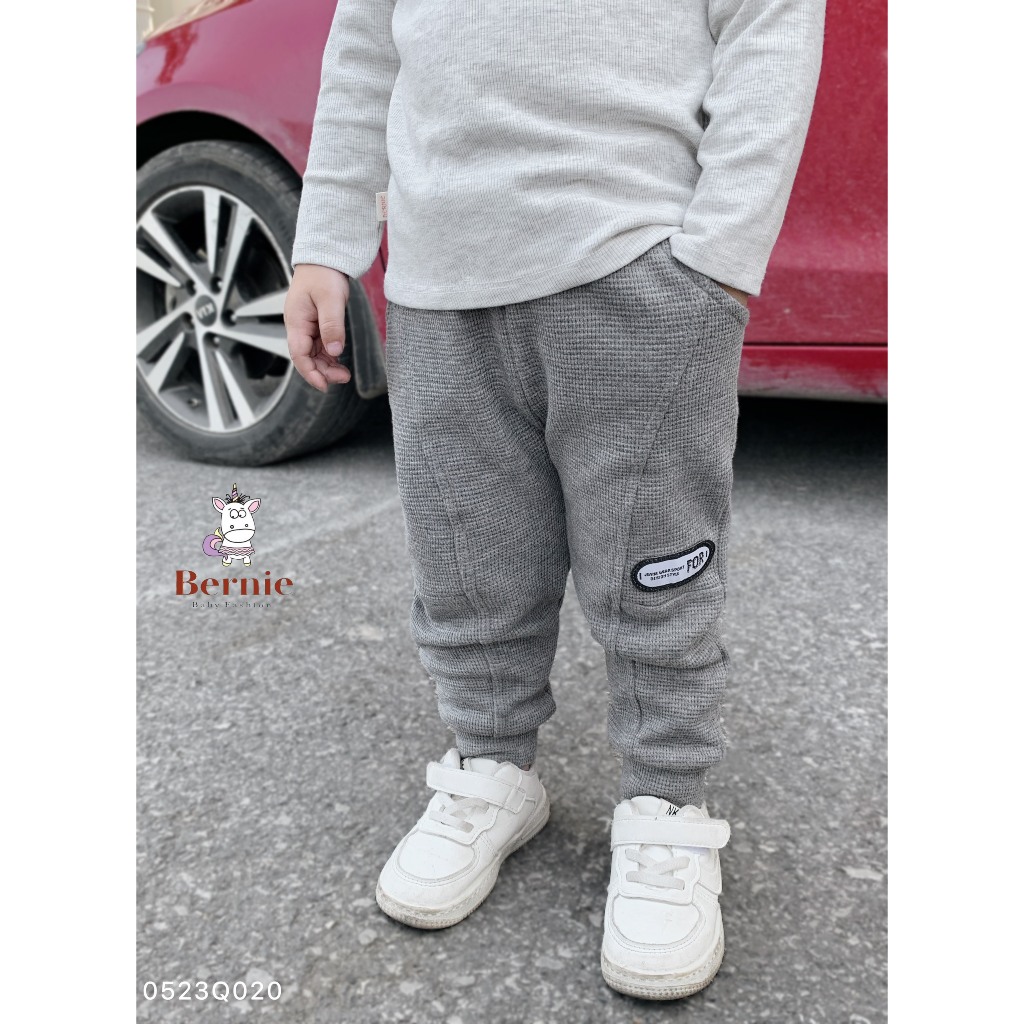 Quần thu đông trơn màu basic cho bé dài bé trai, quần xốp dài bé trai unisex cho bé Bernie