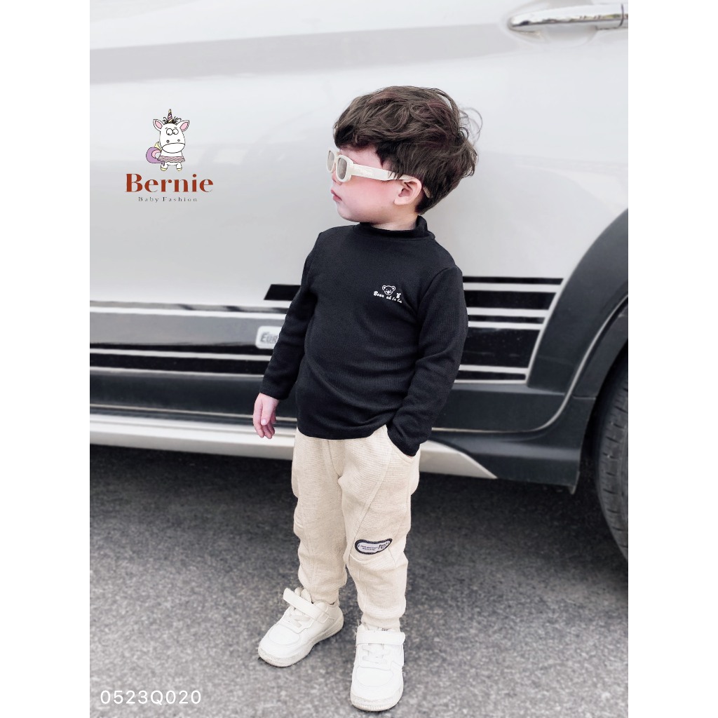 Quần thu đông trơn màu basic cho bé dài bé trai, quần xốp dài bé trai unisex cho bé Bernie