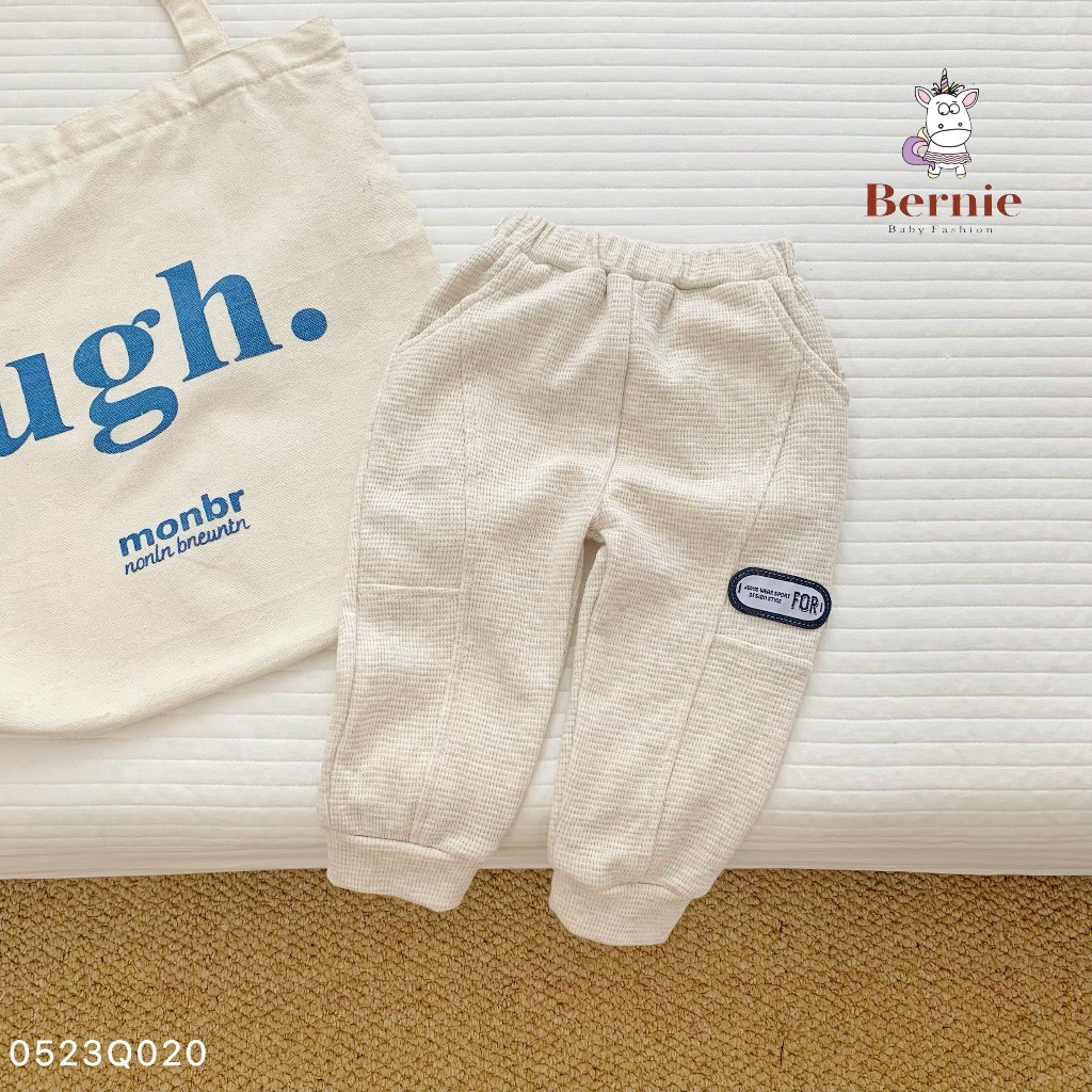 Quần thu đông trơn màu basic cho bé dài bé trai, quần xốp dài bé trai unisex cho bé Bernie
