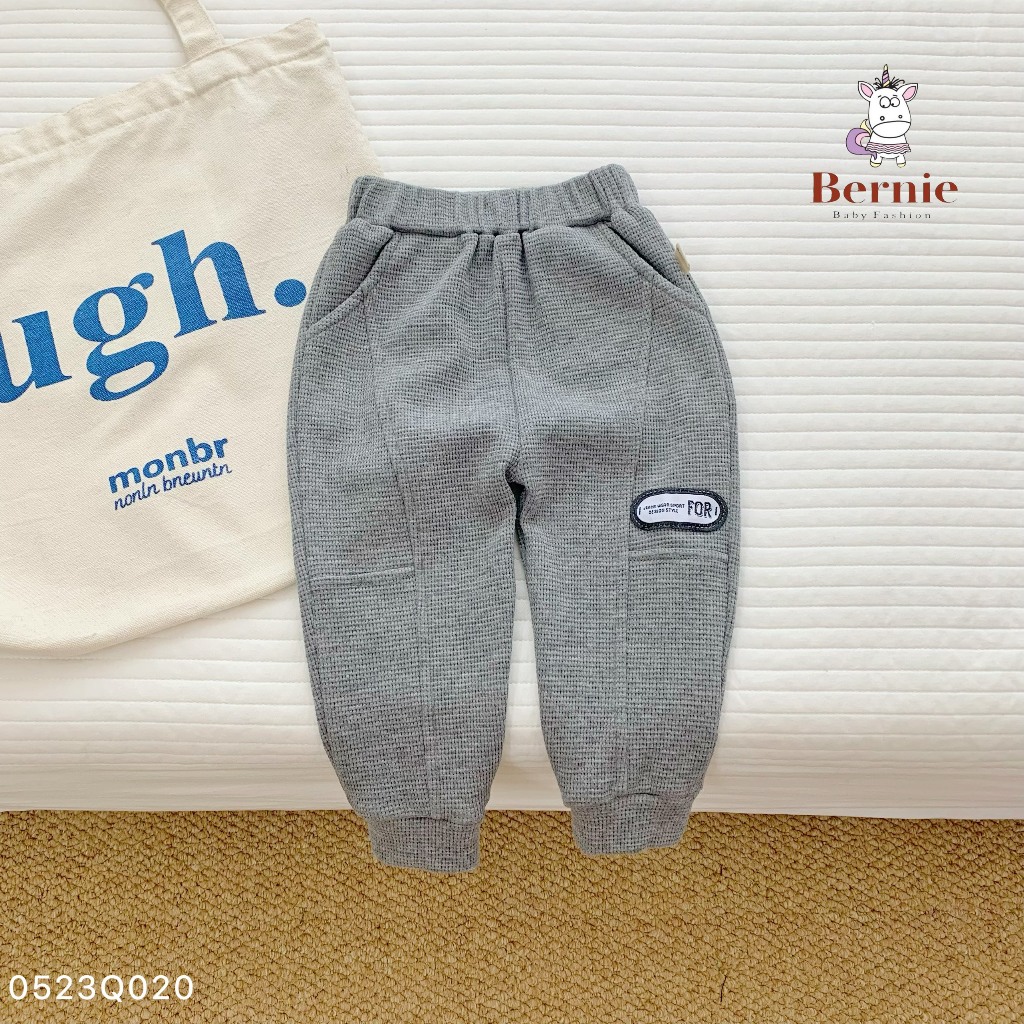 Quần thu đông trơn màu basic cho bé dài bé trai, quần xốp dài bé trai unisex cho bé Bernie