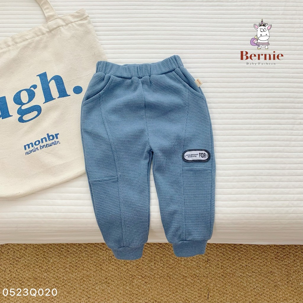 Quần thu đông trơn màu basic cho bé dài bé trai, quần xốp dài bé trai unisex cho bé Bernie