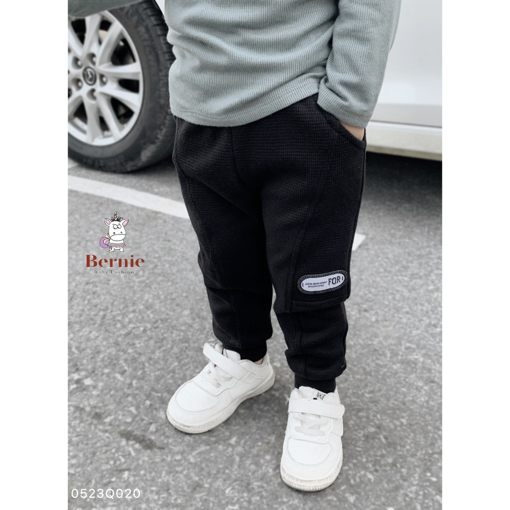 Quần thu đông trơn màu basic cho bé dài bé trai, quần xốp dài bé trai unisex cho bé Bernie