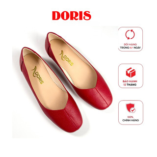 Giày Búp Bê Bệt ❤️FREESHIP❤️Da Bò Thật mũi vuông màu đỏ Siêu Êm DORIS DR005- CÓ BẢO HÀNH