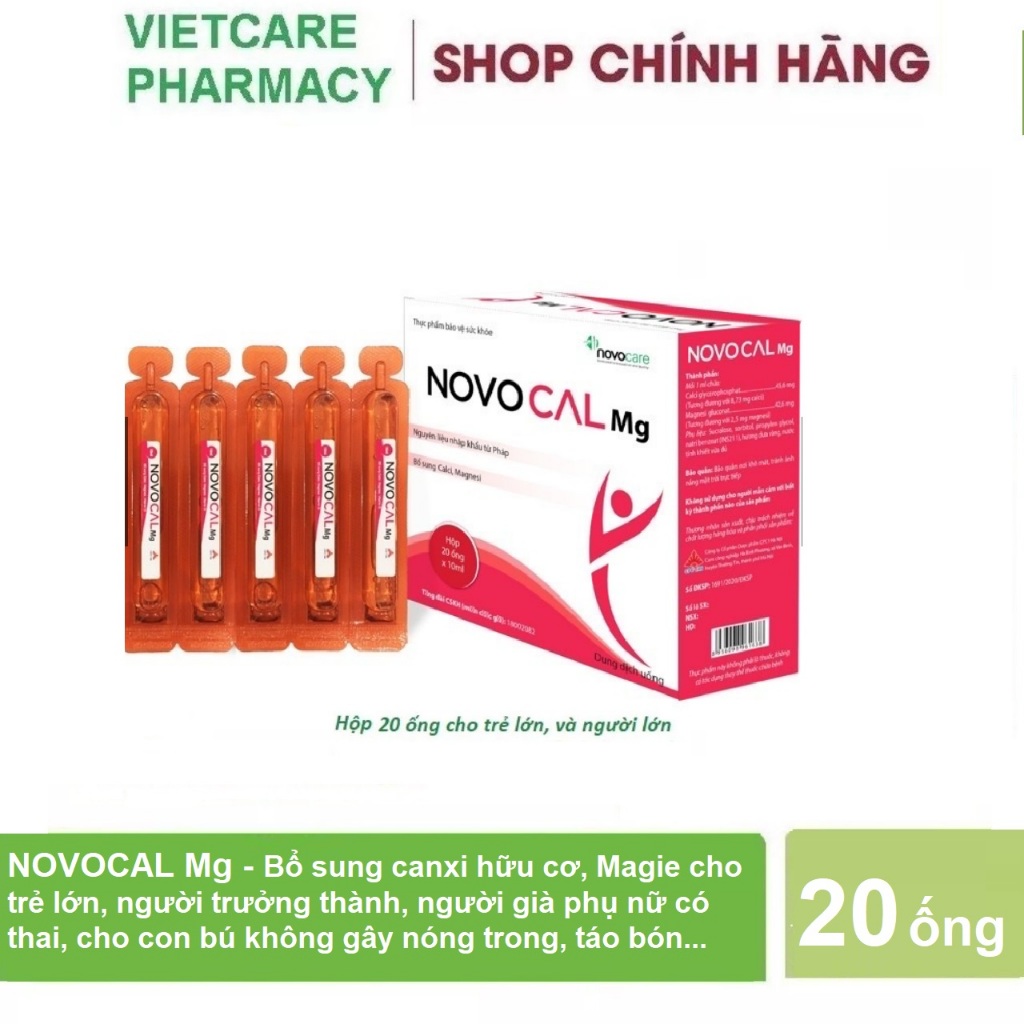 NOVOCAL Mg - Canxi hữu cơ dạng ống cho trẻ lớn, người lớn, người già, phụ nữ có thai, cho con bú