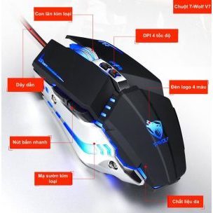 Chuột Gaming Dây 💎𝓕𝓡𝓔𝓔𝓢𝓗𝓘𝓟💎 Mouse Có Dây Gaming T-Wolf V7 (BH 12 Tháng) SPTECH COMPUTER