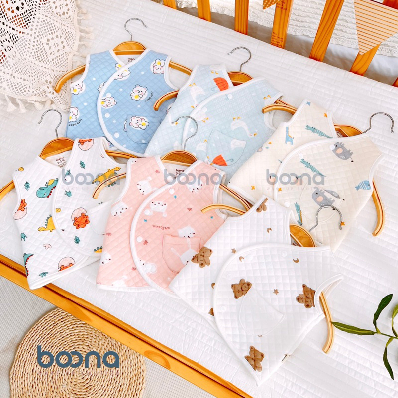 Áo Gile Trần Xốp Nỉ Mềm Hãng Boona Cho Bé Từ Sơ Sinh