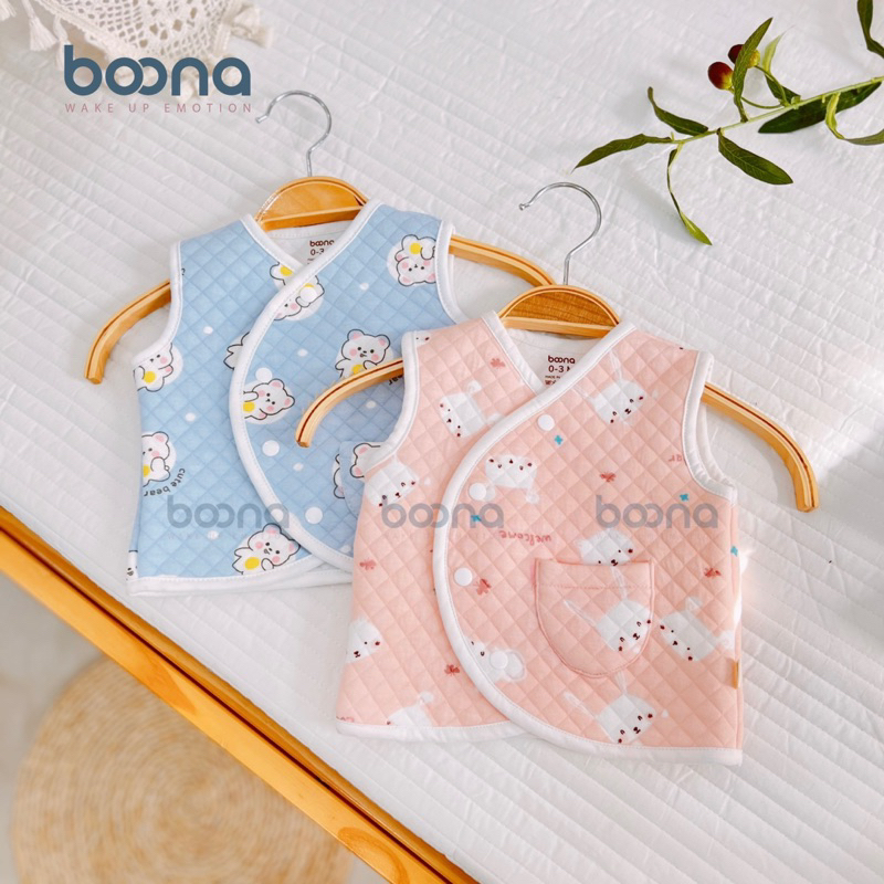 Áo Gile Trần Xốp Nỉ Mềm Hãng Boona Cho Bé Từ Sơ Sinh