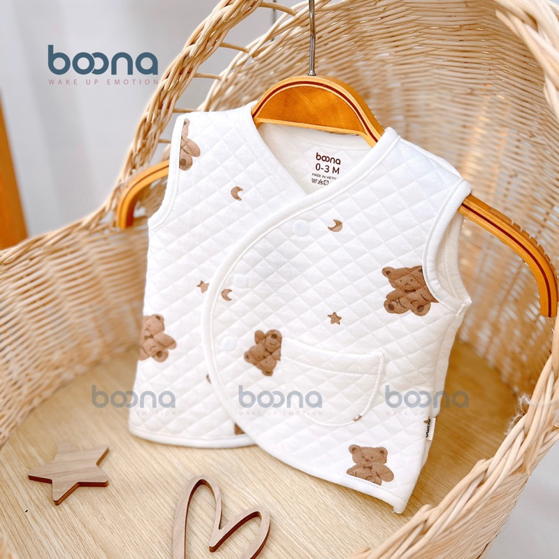 Áo Gile Trần Xốp Nỉ Mềm Hãng Boona Cho Bé Từ Sơ Sinh