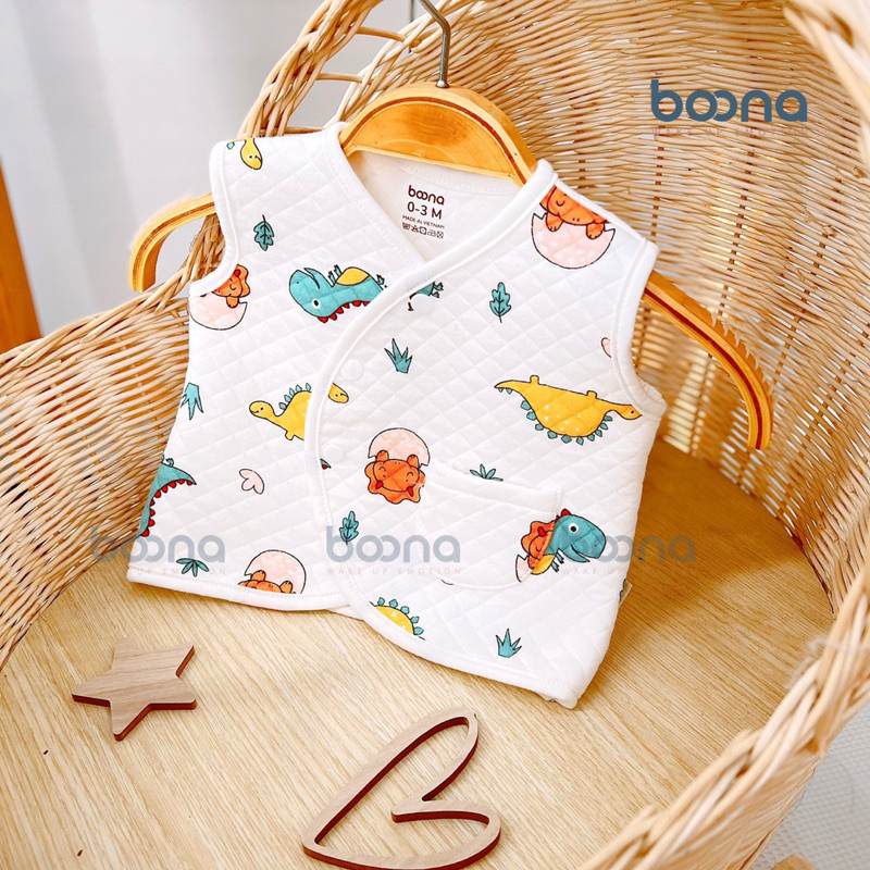 Áo Gile Trần Xốp Nỉ Mềm Hãng Boona Cho Bé Từ Sơ Sinh