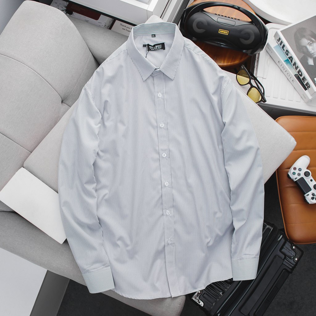 -  - Áo sơ mi nam tay dài sọc nhí form bigsize 80kg - 130kg