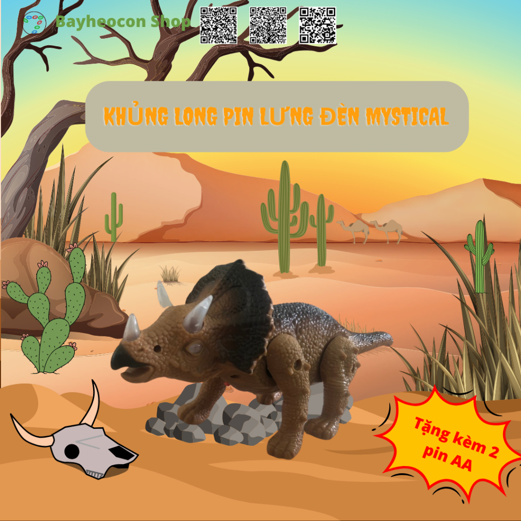 Đồ chơi khủng long di chuyển bằng Pin + lưng đèn