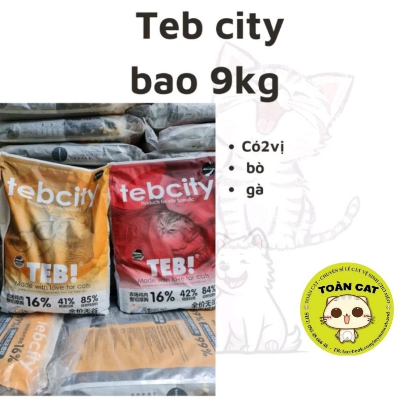 (Bao 9kg) Hạt TEB City cao cấp mix topping sấy, Grain Free cho mèo mọi lứa tuổi