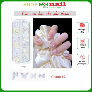 Khay túi charm nơ trang trí chăm sóc móng làm đẹp nail mi spa phun shop sỉ hnnail