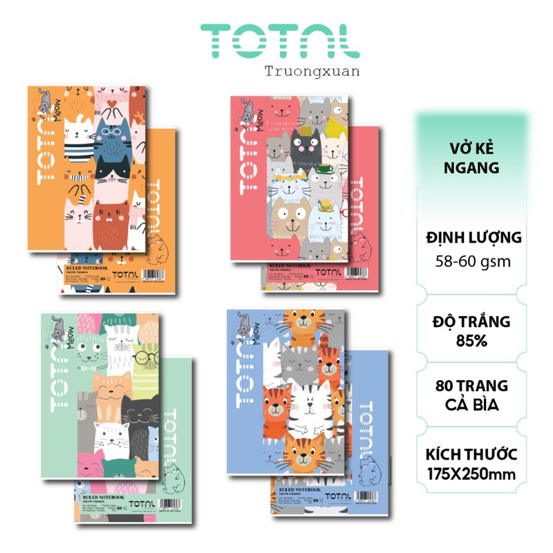 Vở kẻ ngang 80 trang Total  NB00012- 05 Quyển