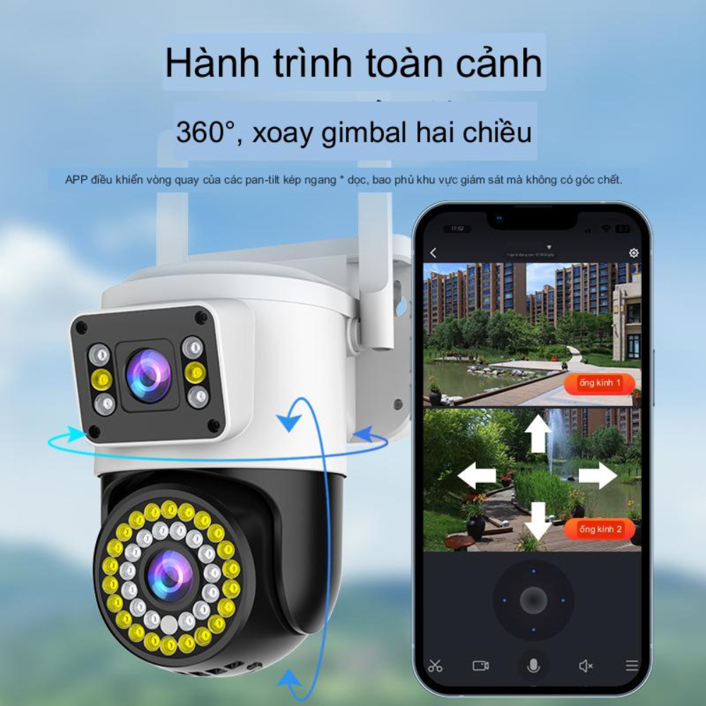 Camera Yoosee Wifi 2 Mắt giám sát Ngoài Trời Không Dây Ip66 Thông Minh chống nước an toàn AI - 4K siêu nét - BH 2 NĂM