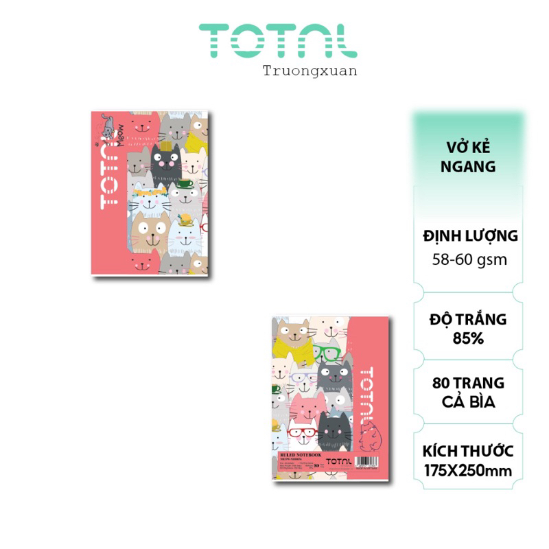 Vở kẻ ngang 80 trang Total  NB00012- 05 Quyển