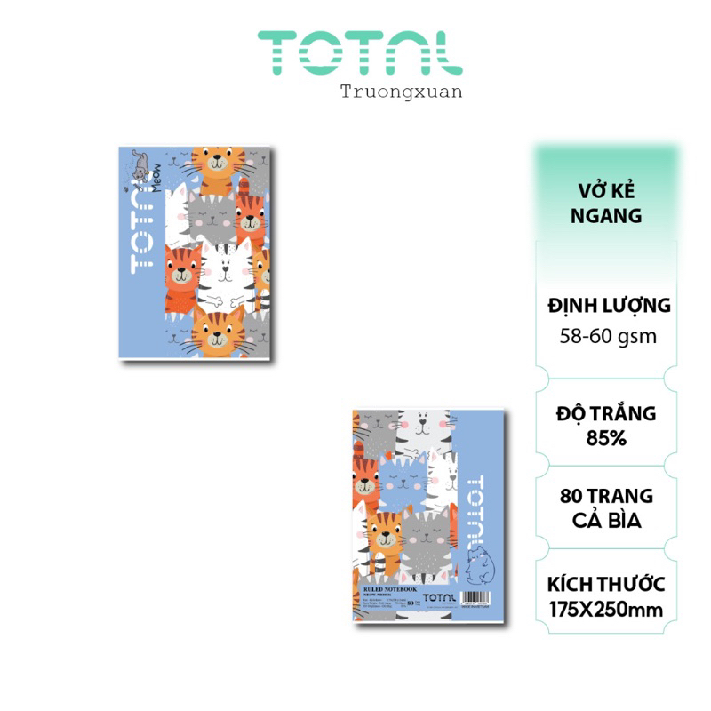 Vở kẻ ngang 80 trang Total  NB00012- 05 Quyển