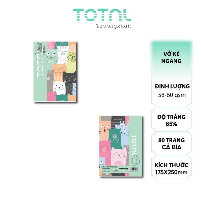 Vở kẻ ngang 80 trang Total  NB00012- 05 Quyển