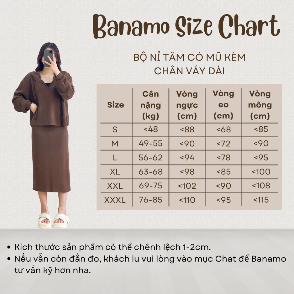 Set nữ BIGSIZE bộ áo nỉ tăm có mũ kèm chân váy xẻ dài 192
