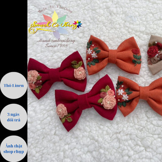 Kẹp tóc hình nơ nhỏ thêu tay handmade smock cô nắng