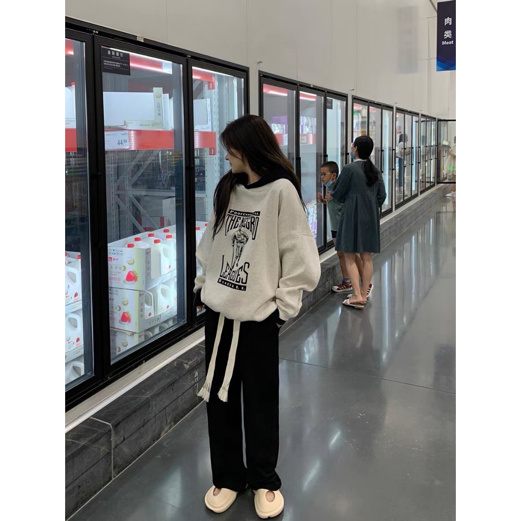 Áo Nữ, Áo Hoodie Xám Phối Mũ Đen Chất Nỉ Dày Loại 1 hottrend 2023
