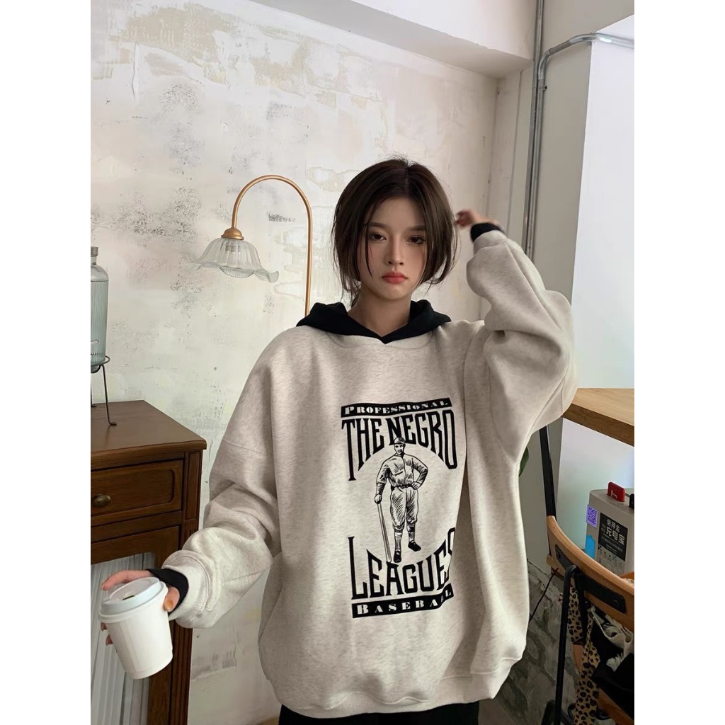 Áo Nữ, Áo Hoodie Xám Phối Mũ Đen Chất Nỉ Dày Loại 1 hottrend 2023