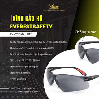 Kính bảo hộ lao động, kính bảo vệ mắt Everest Safety EV 201 - 202 màu trắng - màu đen