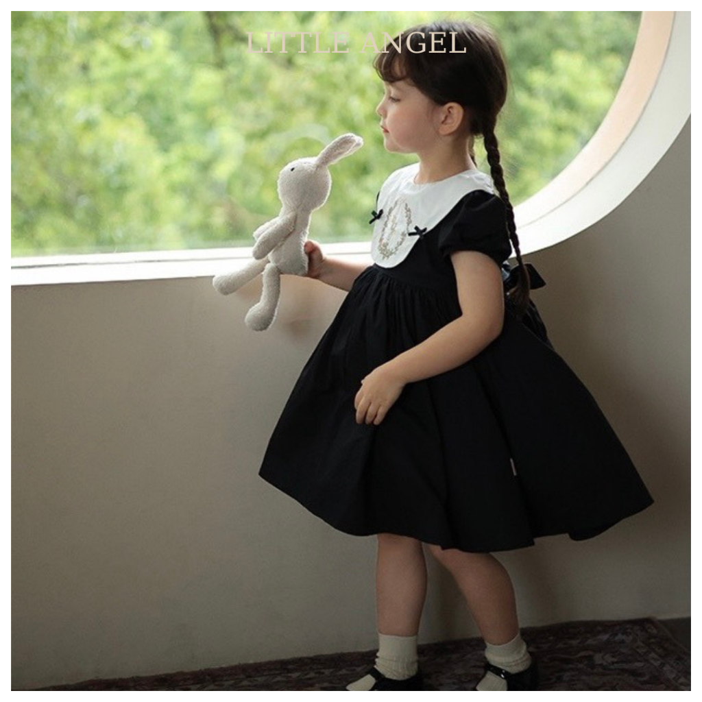 Váy bé gái babydoll thêu hoa phong cách tiểu thư dễ thương size 10-40kg