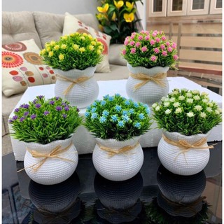 Chậu hoa giả, chậu hoa bi để bàn trang trí