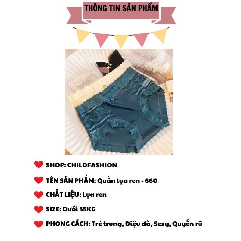 Quần Lót Nữ Lụa Ren Phối Viền 660