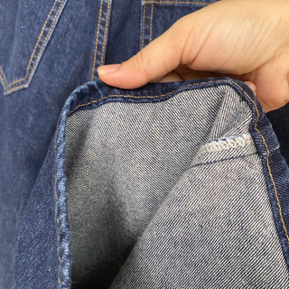 QUẦN JEANS ỐNG SUÔNG DÁNG BASIC MÀU XANH ĐẬM (BẢN CÀI KHUY)