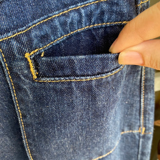 QUẦN JEANS ỐNG SUÔNG DÁNG BASIC MÀU XANH ĐẬM (BẢN CÀI KHUY)